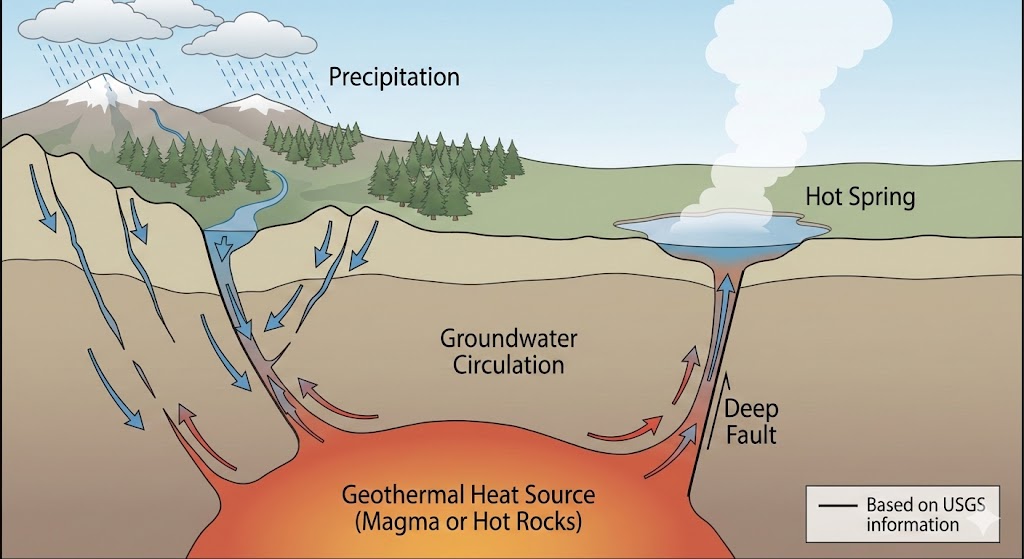 Geothermal Hot Springs Process Diagram