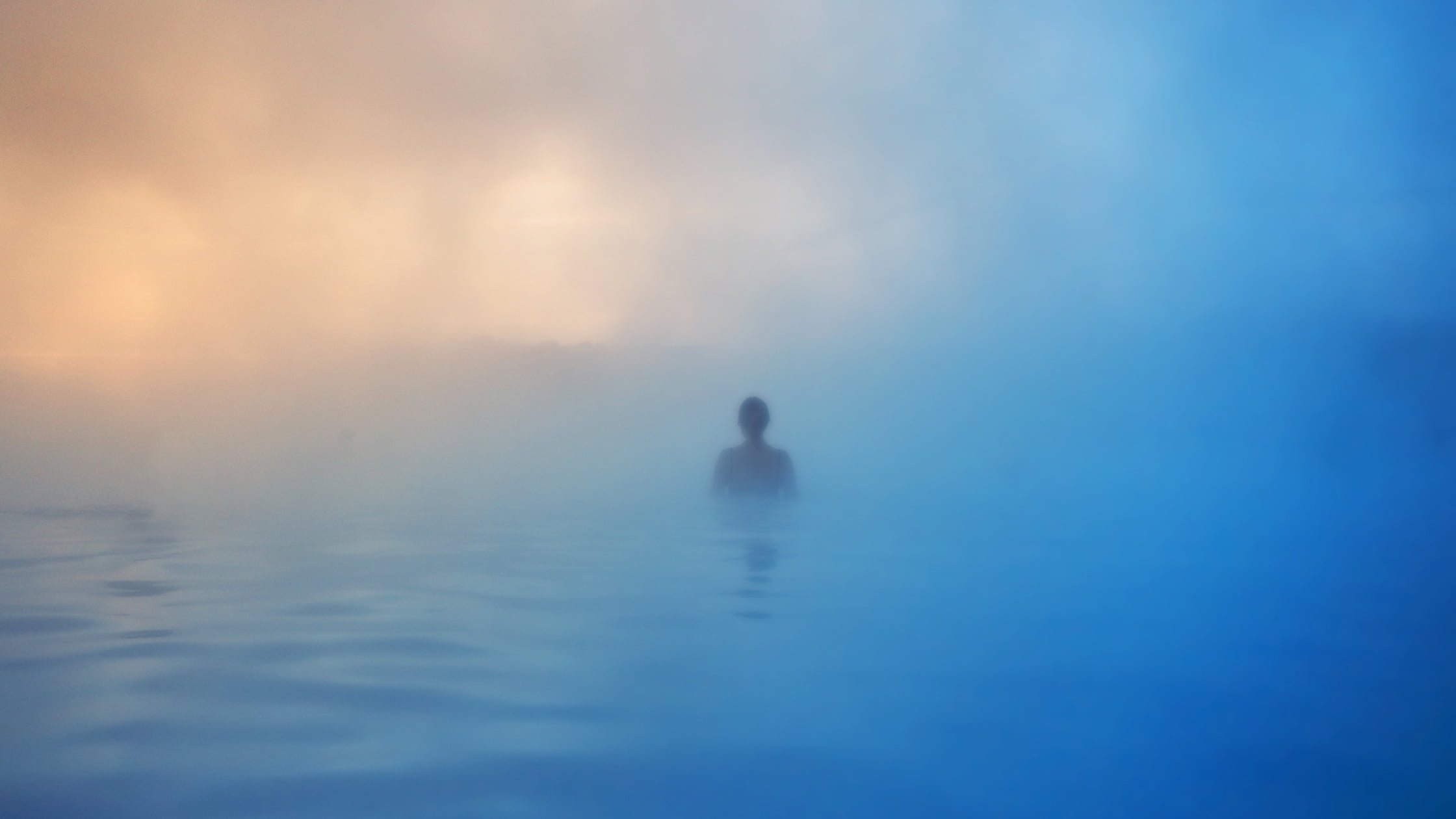 Soaking in a huge natural hot pool.