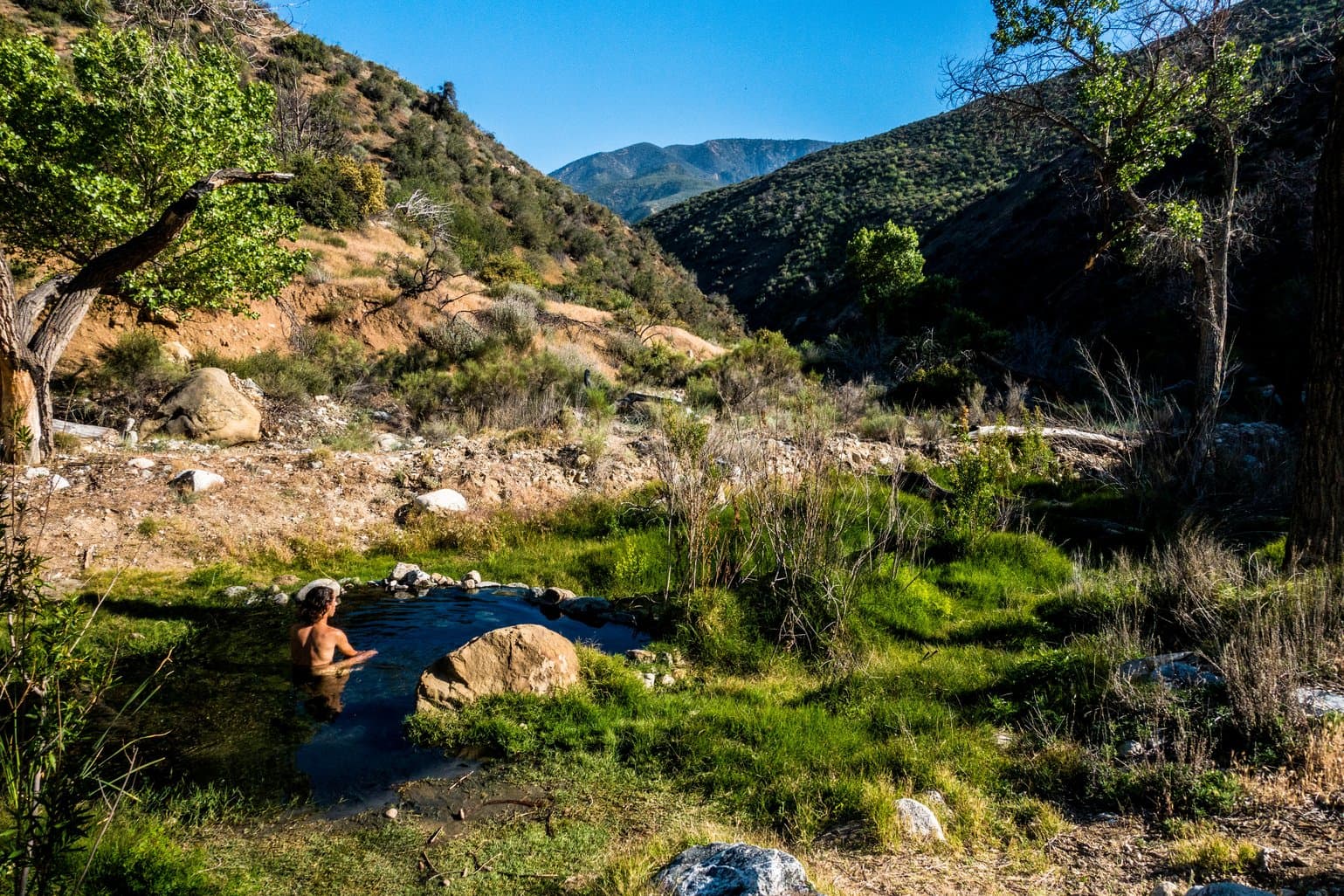 The reward is the hot pools at the end of a long backpacking trip.